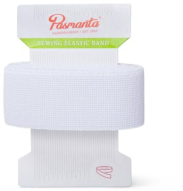 Pasmanta Elastic Band, Strechable Bands for Sewing, Strong Elastic Waistband for Trousers, For Household & DIY Projects, For Sewing Fabrics (35mm - White)
