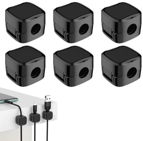 ZYBHMJE 6 Pcs Cable Tidy Magnetic Cable Holder Cable Organiser Wire Holder Keeper Organizer Charging USB Cable Management for Home Office Desk Phone Car Wall Desktop Nightstand