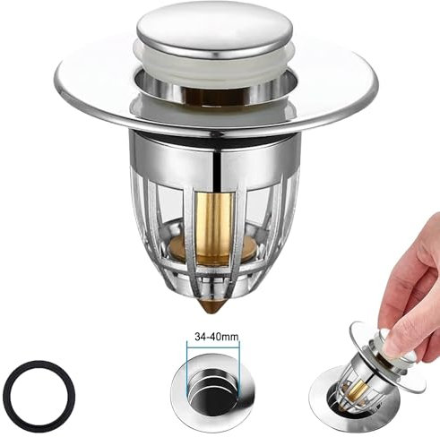 Sink Plug Replacement,Pop Up Universal Bathroom Sink Hole Plug Cover with Strainer for 34-40mm Drain Holes Stainless Steel Sink Strainer,for Bath,Wash Basin