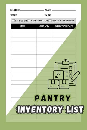 Pantry Inventory List: Pantry Tracker Organizer, food inventory log book, Freezer and Organization Inventory, Prepper Supplies Checklist