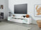 Dmora Mobile Uberto, Base Porta TV, Credenza Bassa da Soggiorno a 1 Anta, 100% Made in Italy, 200x40h35 cm, Bianco Lucido, Pannello melaminico 16mm, Vetro, Lunghezza 200 cm