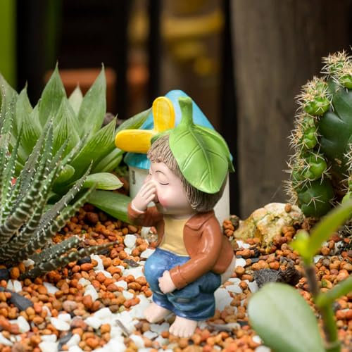 ZJILIXIA Interessante Kleine Gartendekorationen Für Den Außenbereich,Harz-Gartenzwerg-Handwerk,Gartendekoration,Lustige Gartenzwerge,Ausgefallene Gartenzwerge,Geschenke Für Garten Oder Drinnen