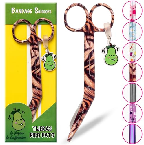 La Repera de Enfermera® Tijeras Enfermería - Tijeras Pico de Pato Punta Roma Acero Inoxidable | Punta Redonda Profesional | Regalos de Enfermería y Accesorios Enfermera TCAE (JUNGLE SCOUT)