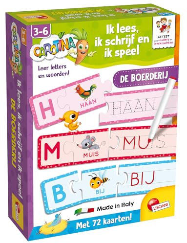 Lisciani - Ich lese, Ich Schreibe und Ich Spiele - Lernen Sie die Buchstaben und Worte des Bauernhofs - Lernspiel - Für Kinder von 3 bis 6 Jahren - Carotina