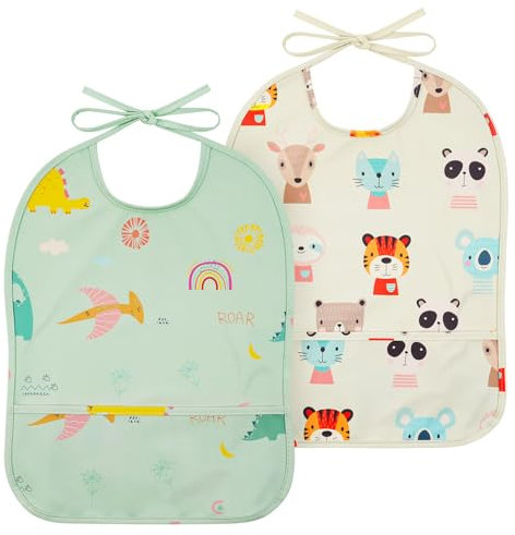 HOTUT Schmutzabweisend Babylätzchen Abwaschbar, 2PCS Lätzchen Baby Wasserdicht, Baby-Essenslätzchen, Lätzchen Wasserdicht zum Essen, Unisex Babylätzchen Geruchsresistent