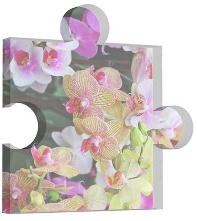 Orchideen gedruckt, Puzzle-Acryl-Dekorationen, Druck, Acryl-Plakette, Andenken für Damen, männlich, weiblich
