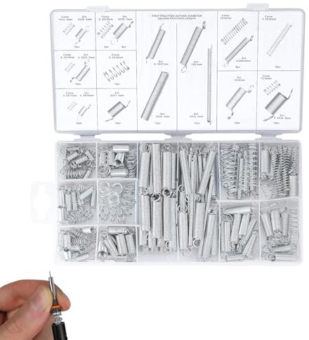 200 Stück Feder Sortiment Set Kit,Druckfeder Set,Verschiedene Zugfedern,Elastizität Druckfeder,Schwingfedern,Edelstahl Druckfedern und Stahlfeder,für Werkzeuge & Geräte,Handwerkzeuge,Automotive