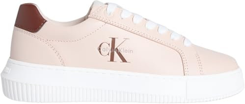 Calvin Klein Sneaker con Suela Cupsole Mujer Chunky Mono de Piel, Rosa (Whisper Pink/Cappuccino), 38