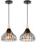 iDEGU 2 Piezas Lámparas Colgantes Vintage 20cm Lámpara de Techo Industrial en Madera y Metal Jaula E27 Iluminación de Techo Retro Luz Colgante para Cocina Comedor Salón Dormitorio Cafetería (Negro)