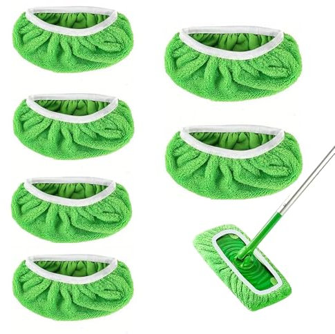 6 Stück Tücher Wiederverwendbare für Swiffer Bodenwischer, Tücher Mikrofaser für Swiffer Sweeper Mop Feuchte und Trocken Universell Bodentücher für Die Reinigung von Oberflächen 25.5x12CM