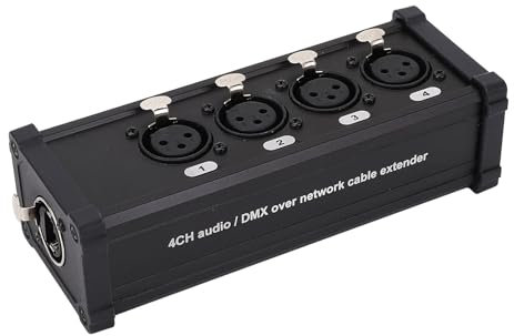JHS-TECH Xlr Splitter Box, 4 Channel Female Xlr Switch Digital Multi Network Xlr Snake for Stage Lighting and Home Recording Studio Compatible XLR Cable Box Extender