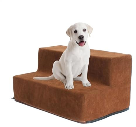 Auto-Haustier-Treppenstufen - 2-lagige Klettertreppe für Hunde und Katzen | Stabiler Tritthocker mit abnehmbarem Hirschlederbezug, für Zuhause und Fahrzeuge, platzsparend und sicher