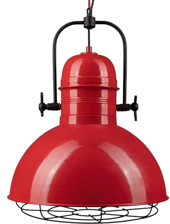 bamyum Deckenlampe Vintage Industrial Ø40 cm Rot, Küchenlampe Hängend Vintage, Hängelampe Esstisch, Deckenleuchte Pendelleuchte Esstisch, Deckenlampe Wohnzimmer, Hängelampe Küche