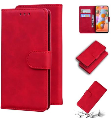 Lederhülle für Samsung Galaxy A16 Flip Hülle Wallet Case, Samsung Galaxy A16 Handyhülle PU Leder Tasche Case Kartensteckplätzen Schutzhülle Kompatibel mit Samsung Galaxy A16 rot