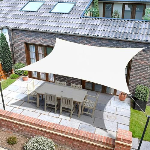 Pare-soleil d'extérieur imperméable et respirant pour terrasse, pelouse, jardin, fête et piscine sur mesure (blanc, 2 m x 4 m)
