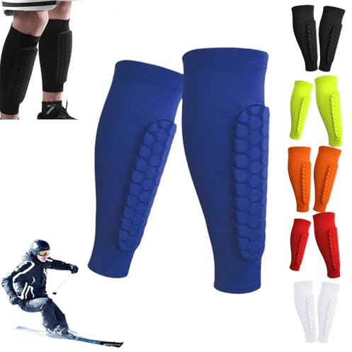 Shindefender Shin Guards, Ski Schienbeinschoner, 1 Paar Defender für Kinder, Anpassbare Passform, Sportschutz (Blau, S)