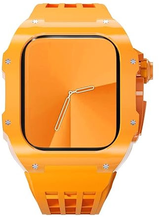 AMSOH Correa de reloj de goma con bisel transparente, para Apple Watch Band de 44 mm, 45 mm, pulsera deportiva urbana, para iWatch Series S4, S6, SE, S7, correa de repuesto, 45mm, Ágata
