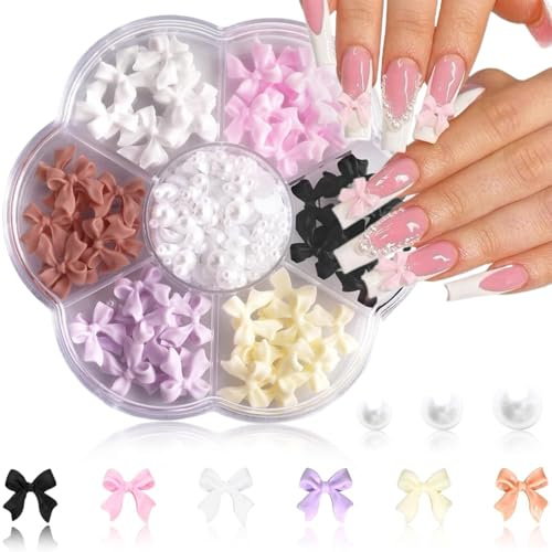 Charm Unghie, Accessori per Nail Art, Nail Charms, Fiocco Ciondolo per Unghie Rosa Stile Misto Fiocco Fiore Cuore Decorazione per Nail Art Artigianato Fai-da-te Nail Art Design