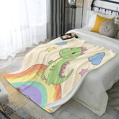 Farbe Gekritzel Kunst Kuscheldecke Flauschig Decke 220 × 240 cm Fleecedecke Weich und Warme,3D Cartoon Dinosaurier Wohndecke Flanell als Sofadecke Couchdecke Tagesdecke