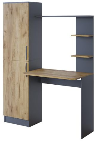 Vicco Schreibtisch Tessa, Arbeitstisch für das Büro, Anthrazit/Goldkraft Eiche, 122.9 x 33.4 cm