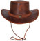 URBAN 5884 Cowboyhut aus echtem Leder, Western-Hut aus Rindsleder mit Verstellbarer Krempe und Kinnriemen - Kastanie, S