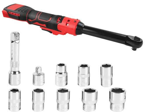 Aepiraza 3/8 Extended Cordless Ratchet Wrench, 80 N.m 320 RPM Electric Ratchet Wrench Set with 8 Sockets, 1/4 Adapter & 3 Extension Bar(Tool Only) (Fit for Mi1wa-kee)