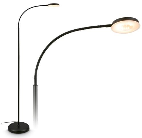 BRILONER - Stehlampe mit Touch, dimmbar, schwenkbar, Memoryfunktion, Leselampe, Wohnzimmerlampe, Schlafzimmer Deko, Deckenfluter, Standleuchte, Stehleuchte, 125,5 x 21 x 45 cm, Schwarz