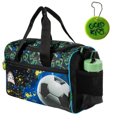 Goldkids - Sporttasche Kinder für Mädchen & Jungen - Umhängetasche mit Fußball Motiv - Schwimmtasche mit verstärktem Boden - Trainingstasche 35 cm x 21 cm x 12 cm