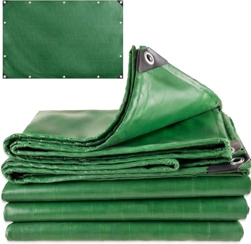 Telo/Telone Impermeabile Esterno - 4x4 METRI - ANTISTRAPPO - DURABILITA' 5 ANNI, PVC, Telo Copritutto Senza Elastici Inclusi, Telone Occhiellato Rinforzato, Verde, 110gr/mq