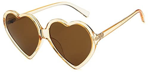 QSYJCCXD Love Heart Sunglasses Women Fashion cute sexy retro Vintage Sun Glasses red purple tea UV400 Lens female