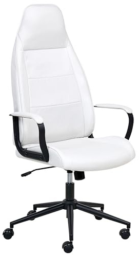 Beliani Traditional Modern Office Chair Fabric Swivel Adjustable with Armrests Off-White Rebel