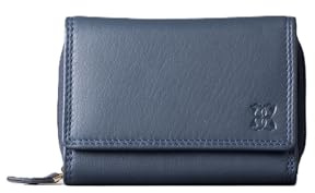 Lakeland Leather Small Leather Purse with RFID Protection – Compact Flap-Over Wallet with Card Slots, Coin Compartment & Note Pocket – Premium Textured Leather (Navy)
