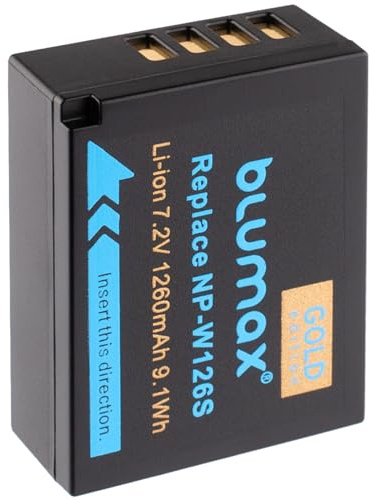Blumax Akku kompatibel mit Fujifilm NP-W126s |- 1260mAh -| Fuji NP-W126 für X-A7 X-E5 X-H1 X-M5 / X-Pro3 X-T3 X-T30 III X-T200 / HS50EXR X100VI