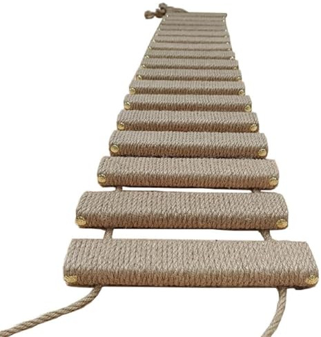 CLKLGEXEAK Cat Ladder Bridge Wall Cage Sisal Rope Cat Climbing Frame Scratcher Post Tower with Hammock