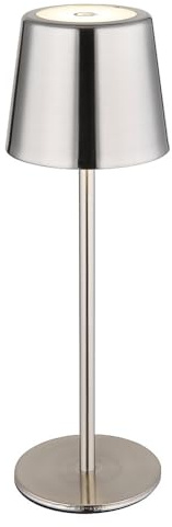 LED Tischlampe Akku Tischleuchte Touch Außen silber Gartenleuchte Touchdimmer USB, Metall, 2W 50Lm warm-kaltweiß, DxH 8,5x28 cm