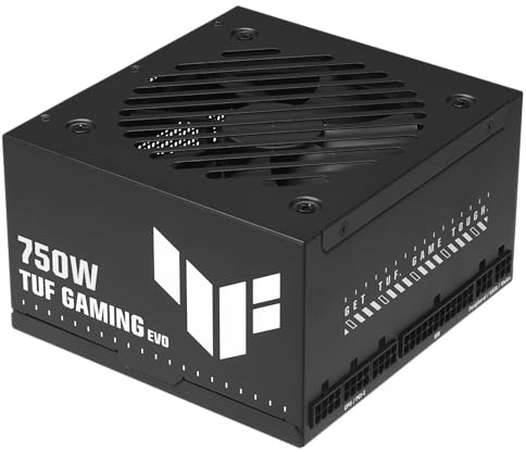 ASUS TUF Gaming Bloc d'alimentation de Jeu Bronze Evo 750 W (750 W, Ventilateur à Double roulement à Billes, Compatible ATX 3.1 et PCIe 5.1, Certification 80 Plus Bronze, câble gravé, Noir)