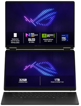 ASUS ROG Zephyrus Duo 16 GX651AR Dualscreen Gaming Laptop | 16.0 WQXGA+ 120Hz | Intel Core Ultra 9 386H | NVIDIA GeForce RTX 5070Ti | 32GB | 1TB | Windows 11