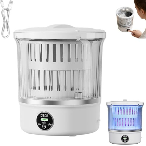 Machine à laver pour sous-vêtements, laveuse portable rechargeable de 3L imperméable et antidérapante améliorée, mini laveuse compacte avec 6000mAh pour vêtements délicats et chaussettes, pour voyage