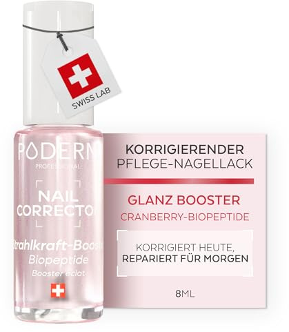 PODERM Korrigierender & Perfektionierender Pflege-Nagellack – Glanz-Booster | 8 ML – Belebt natürlichen Rosé-Ton & verstärkt den Glanz bei matten Nägeln | Entwickelt von einem Podologen in der Schweiz