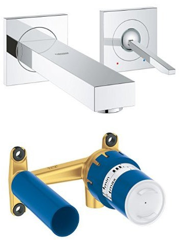 GROHE Eurocube Joy Bundle | Waschtischarmatur 2 Löchern + Grohe Unterputz-Universal-Einbaukörper für 2-Loch Waschtischbatterie