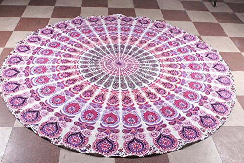 Sophia Art @ Rundes Mandala-Strandtuch, Wandteppich, Yogatuch, Tischtuch im Hippie-, Boho-, Zigeuner-Stil rose