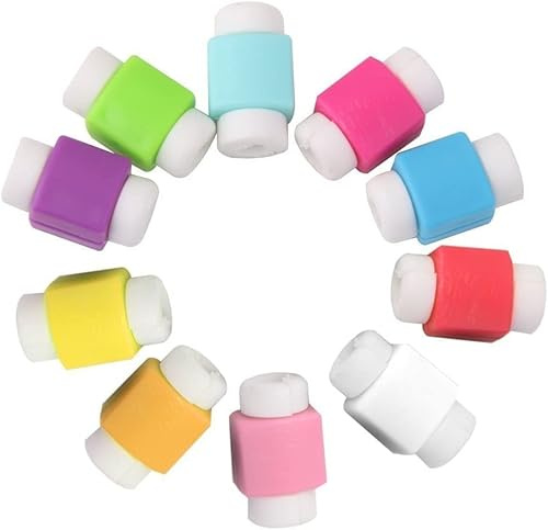 CABLEPELADO Protector de Cable USB | Funda protectora para cables de cargador | Protector de Cable de datos | Diámetro del agujero: aprox. 4mm | 10 unidades | Colores aleatorios