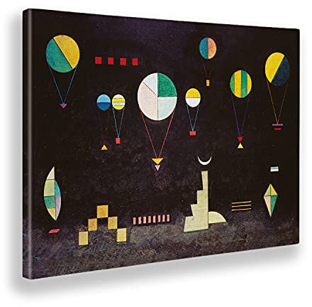 Giallobus - Cuadro - Vassily Kandinsky - Plato hondo - Lienzo con marco estándar - 100x70 - Listo para colgar - Cuadros modernos para el hogar