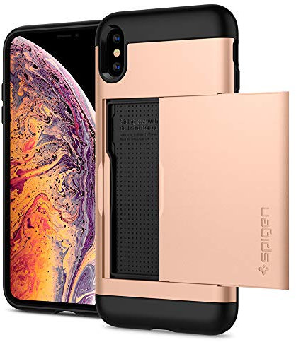 Spigen [Slim Armor CS iPhone Xs Max Case Cover 6.5 inch with Slim Dual Layer Wallet Design and Card Slot Holder for iPhone Xs Max (2018) 6.5 inch - Gold