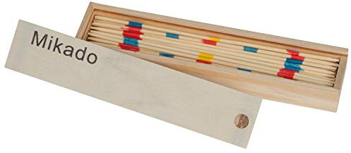 Reisespiel Mikado in Holzbox - Holzstäbchen mit Farbkennungen - Geschicklichkeitsspiel für 3+