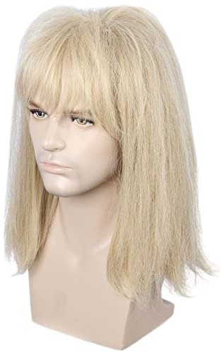 Linfairy 80er Jahre Heavy Metal Halloween Mullet Fancy Dress Perücke Blond-Mix