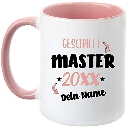 TassenTicker - Tasse zum Master 20XX - Personalisiert - Prüfung bestanden - Abschlussfeier - Geschenkidee - Rosa