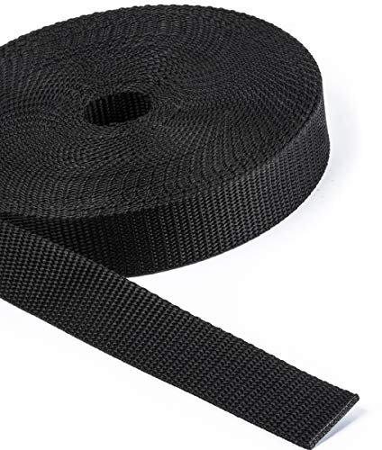 5 Meter PP-Gurtband, Taschenband, Taschengurt - schwarz - 1,6mm stark, 25mm breit