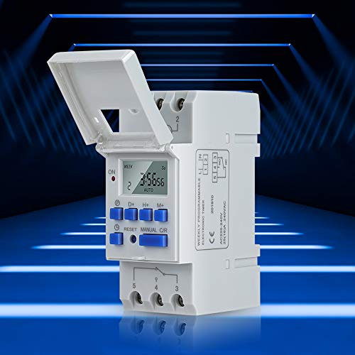 eecoo Timer Digitale Programmabile Digital LCD Interruttore Orario Digitale Settimanale con Programmazione Timer Digitale Programmabile sulla Guida DIN(220V)