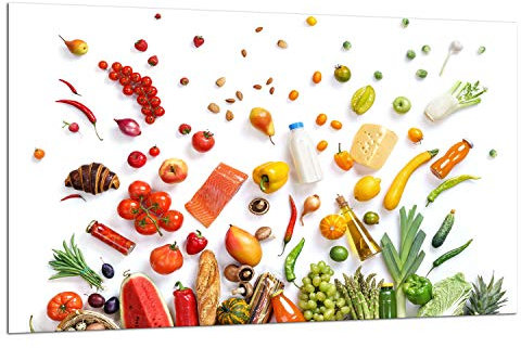 TMK - Plaque de protection pour cuisinière électrique - 80 x 52 cm - En verre - Protection anti-éclaboussures - Planche à découper en légumes, blanc